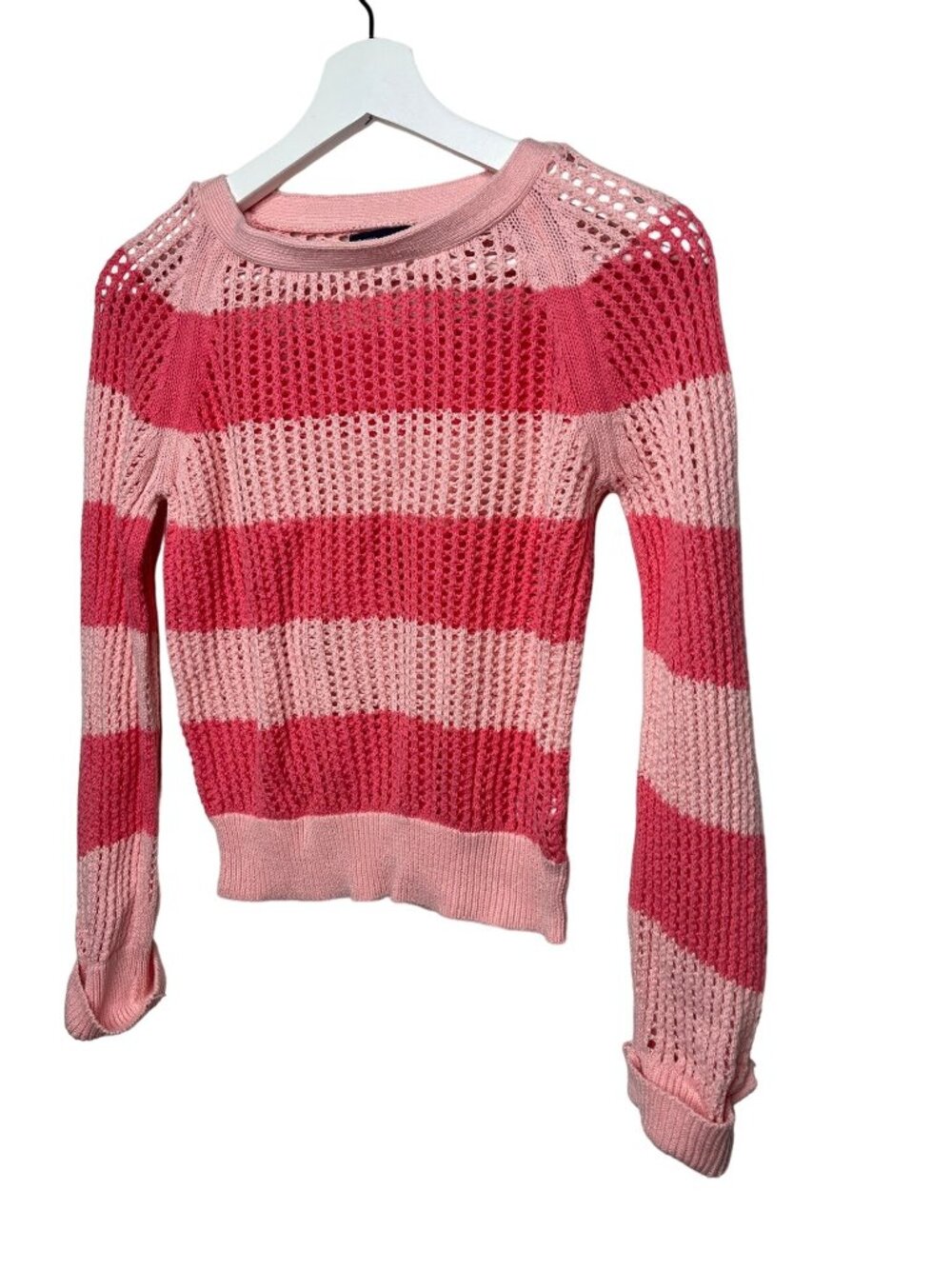 Gap Kids Pink Crochet Knit Sweater | Girls XXL 14–16 Lightweight Pullover
